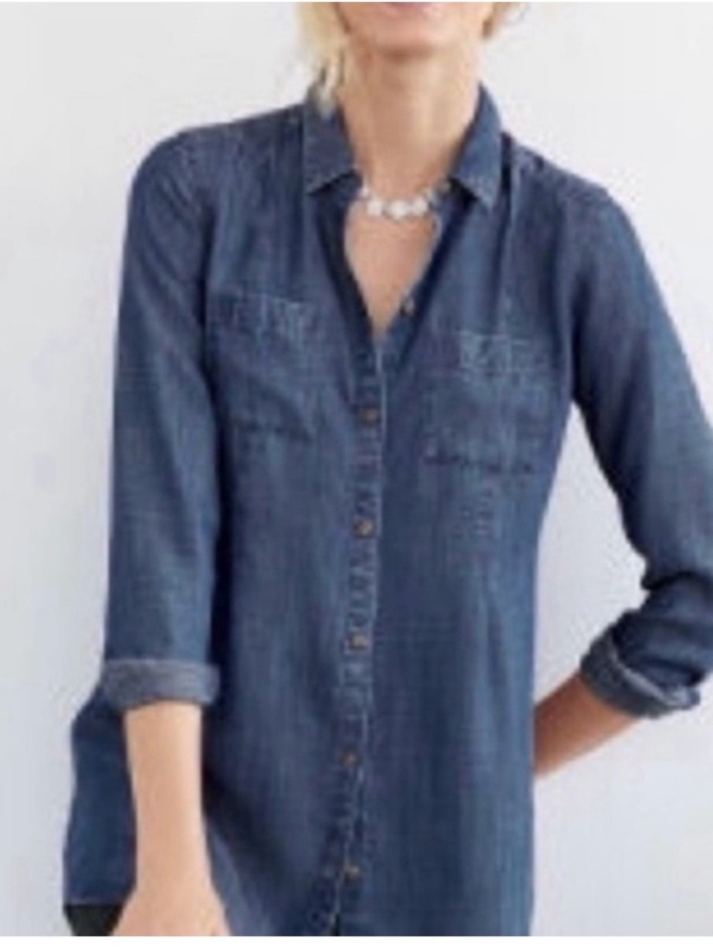J. Jill Denim Chambray Button Down Shirt Medium